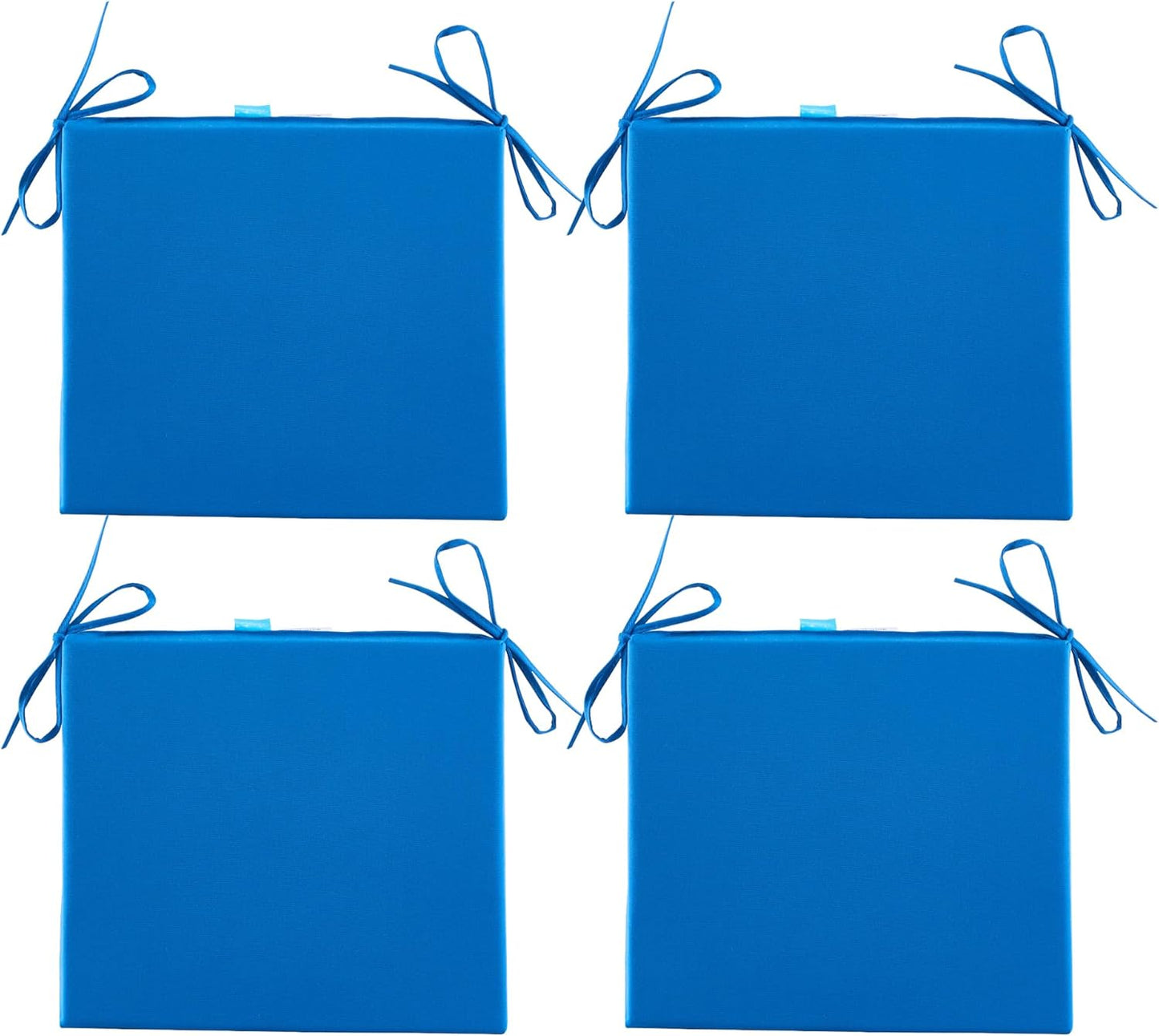 ARTPLAN Outdoor/Indoor Chair Pads,Patio Dining Chair Cushions Set of 4,Sqaure Replacement Cushions with Ties,18.5x16x3 Inch,Blue