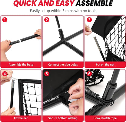 BAGAIL Football Throwing Net - 9 Target Pockets, Easy Setup, Heavy-Duty - Portable QB Accuracy Trainer, Fun Target Practice Net for Football with Carry Bag