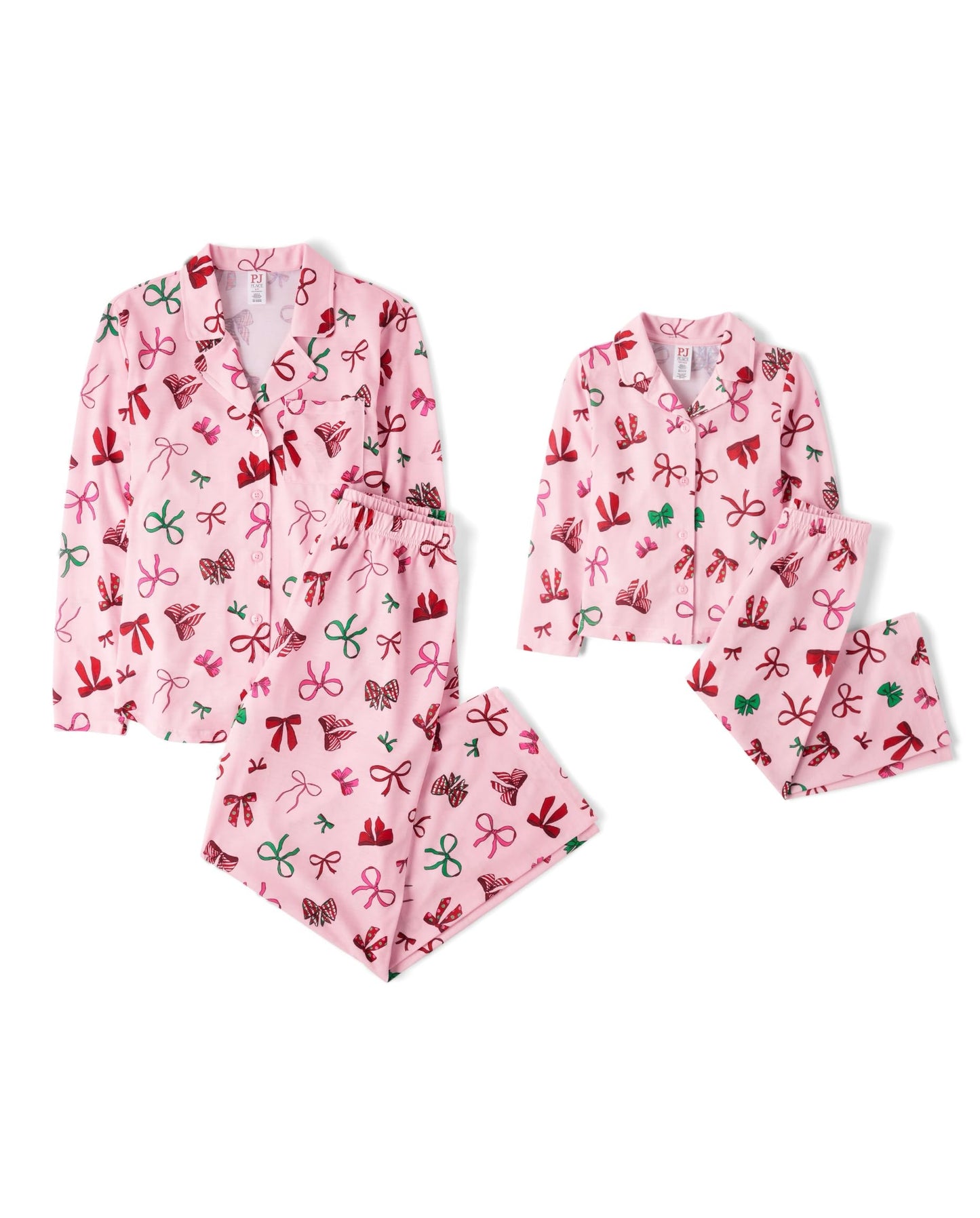 The Children's Place,Unisex Baby,Mommy and Me Matching Christmas 2 Piece Pajama Sets, Button Up,Holiday Bows