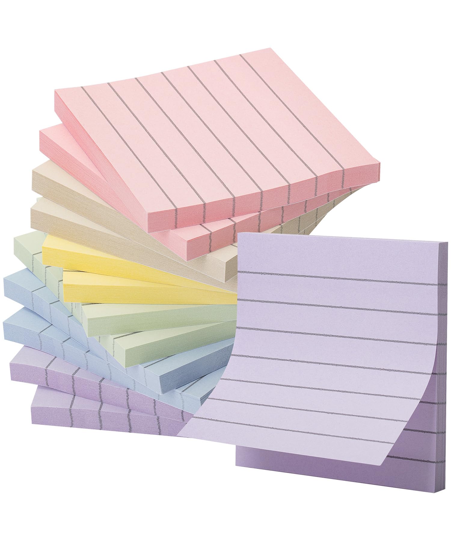 Mr. Pen- Lined Sticky Notes 3x3, 6 Pads, 45 Sheet/Pads, Pastel Colors, Sticky Notes with Lines