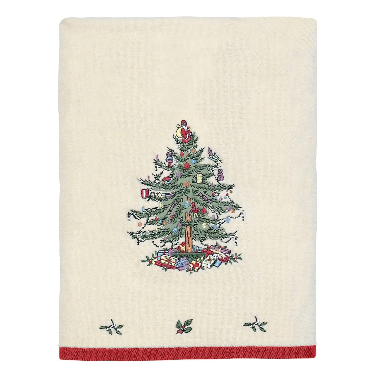 Spode - Hand Towel, Soft & Absorbent Cotton, Holiday Bathroom Decor Christmas Tree Collection