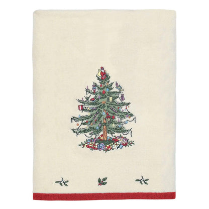 Spode - Hand Towel, Soft & Absorbent Cotton, Holiday Bathroom Decor Christmas Tree Collection