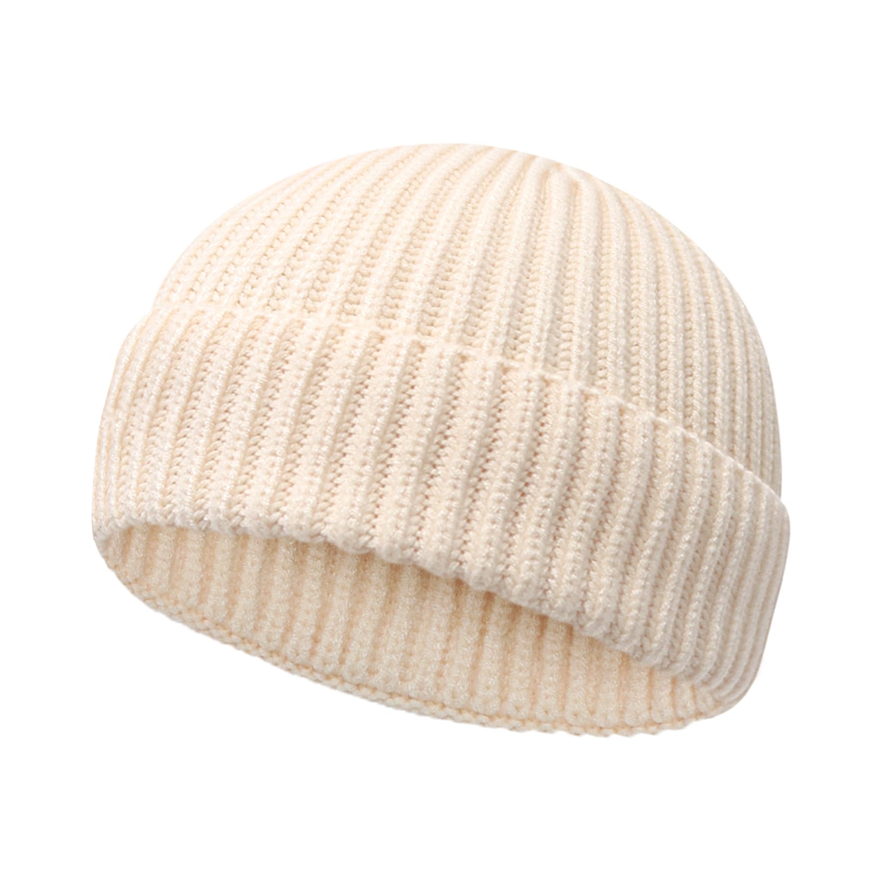 Wool Fisherman Beanies for Men Women Short Cuff Knit Beanie Winter Warm Hats Trawler Hat Stylish Watch Cap