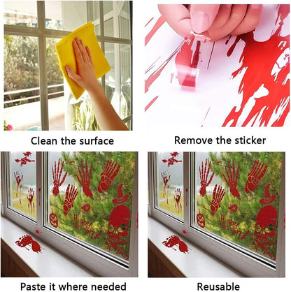 84Pcs Halloween Decorations Handprint Footprint Stickers Clings Decals Window Bathroom Floor Restroom Zombie Decorations Halloween Party Decor,8 Sheets