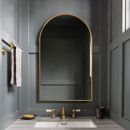 TinyTimes 64''x21'' Arched Full Length Mirror with Stand, Full Body Mirror, Mirrors Full Length Floor Freestanding, Wall Mounted Mirrors for Bedroom Living Room Cloakroom (Gold)