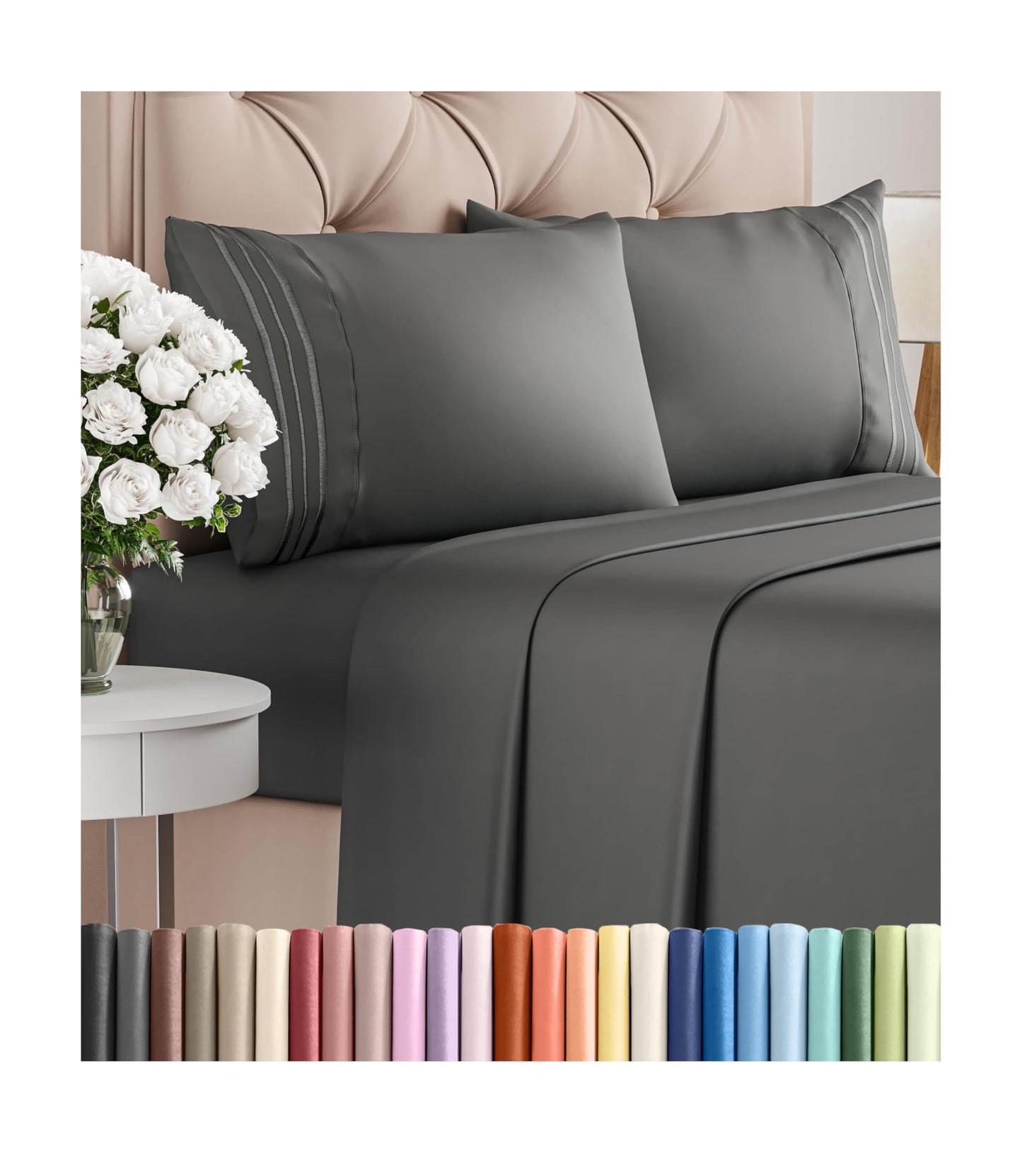 Queen Size 4 Piece Sheet Set - Comfy Breathable & Cooling Bed Sheets Set - Hotel Luxury Bedding for Women, Men, Kids, Teens, Boys & Girls - Deep Pockets, Ultra-Soft, Wrinkle Free - Oeko-Tex - Black