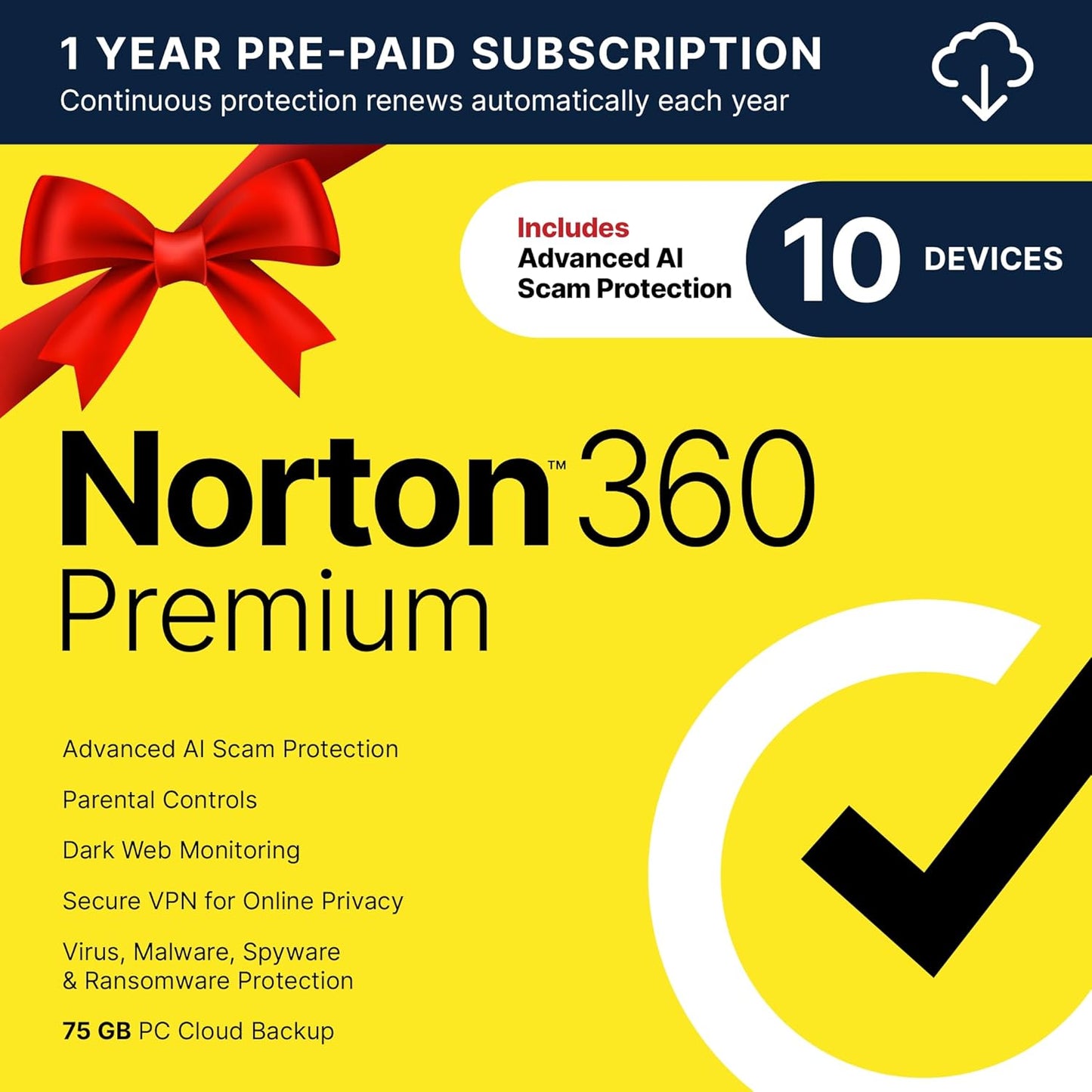 Norton 360 with LifeLock Select Bundle, 1 Year Subscription - 10 Devices - All-in-One Protection for your Devices, Online Privacy, and Identity, Activation Required [Subscription]