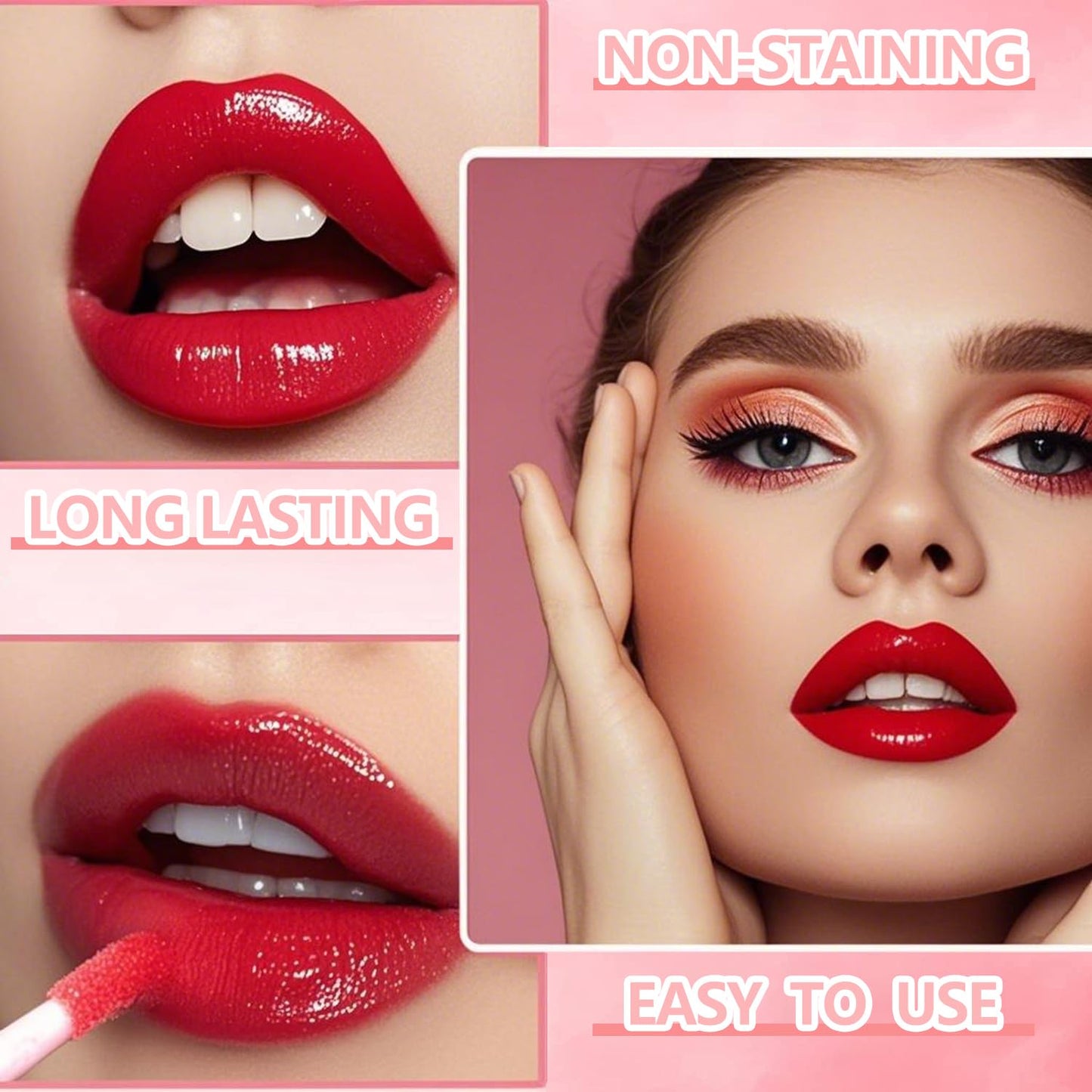 Eakroo 6 Colors Lip Tint Stain Mini Liquid Lipstick, Korean Lip Gloss Moisturizing Natural, Multi-Use Lip and Cheek Tint, Non-Stick Cup, Lightweight, High Pigment, Long-Lasting, Vivid Color