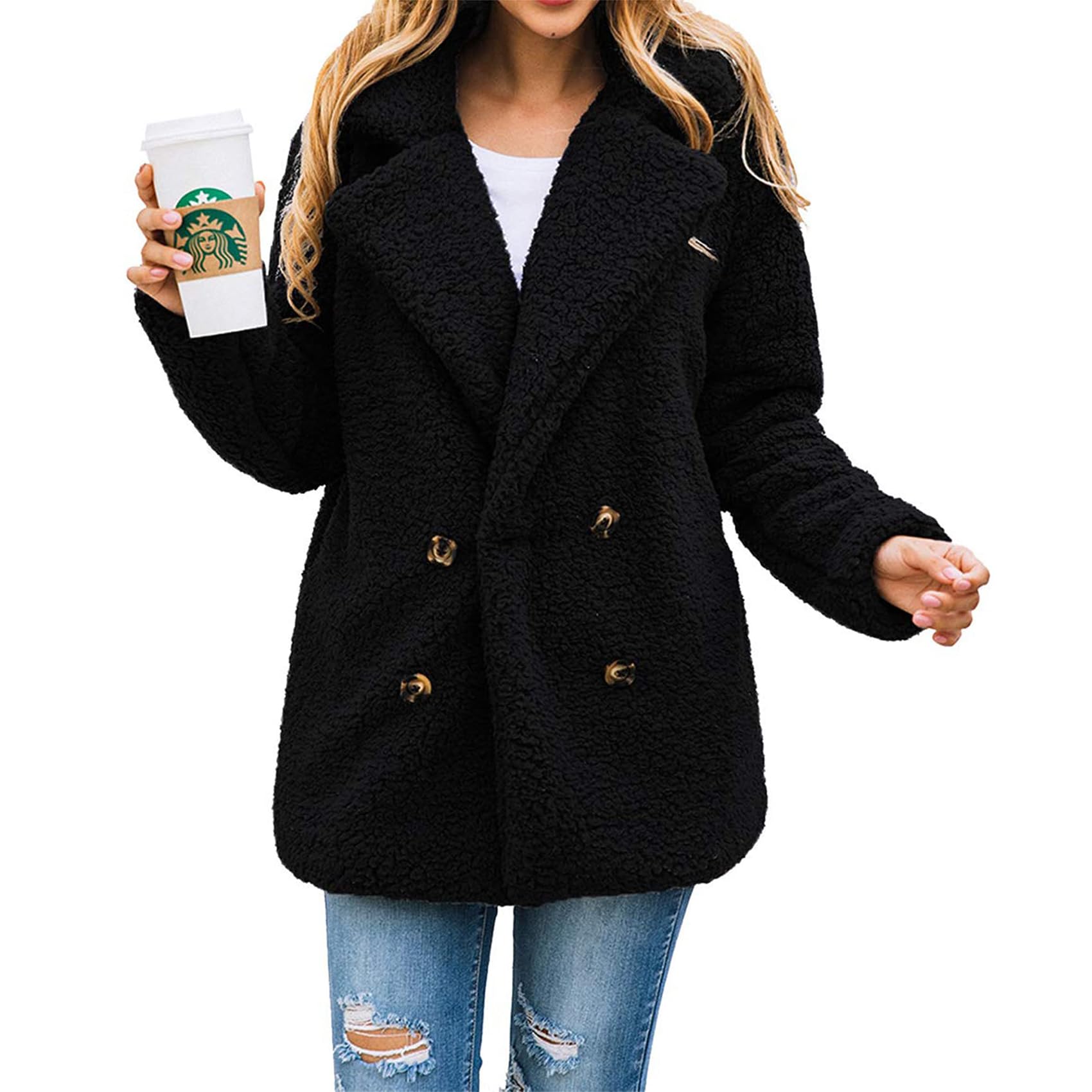 PRETTYGARDEN Women's Fashion Winter Coats Sherpa Fleece Faux Fur Shearling Oversized Trendy Jackets Warm Outerwear Clothing