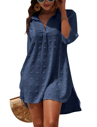 Blooming Jelly Womens Swimsuit Coverups White Chiffon Bikini Swimwear Beach Cover Up Dress Shirt