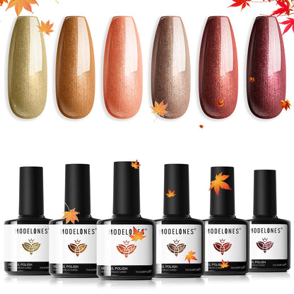 modelones Christmas Gel Nail Polish Set, 6 Colors Cat Eye Red Green Glitter Gold Silver Winter Gel Polish Kit with Magnet Nail Stickers Soak Off Led Nail Art Manicure Salon DIY New Year Holiday Gifts
