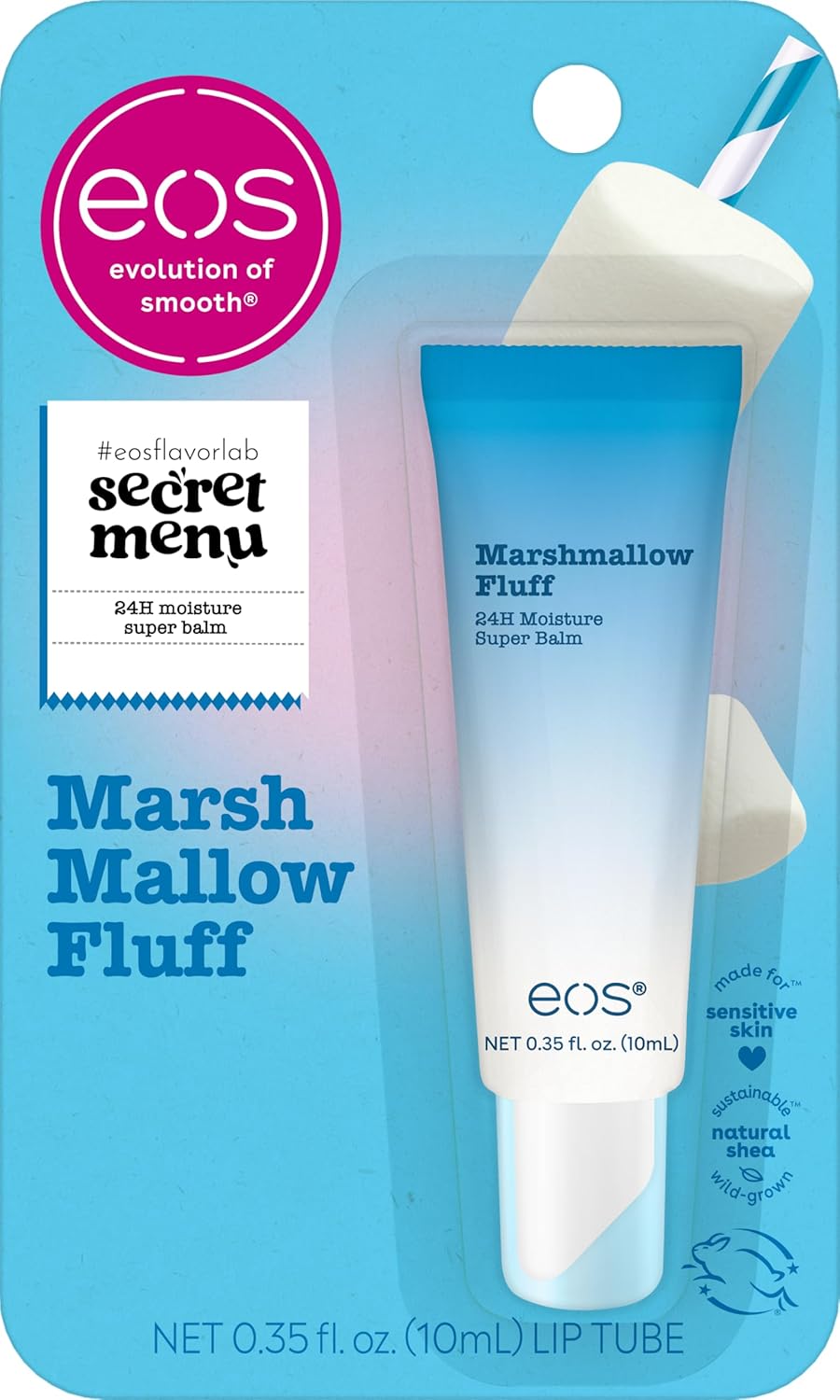 eos 24H Moisture Super Balm - Marshmallow Fluff, Lip mask, Moisturizing, Lip Treatment, Limited-Edition, 0.35 fl oz