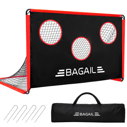 BAGAIL Soccer Goal, 2-in-1 Soccer Net with Targets, 6x4 FT Pop Up Soccer Trainer for Backyard with Detachable Target Cloth and Carry Bag, Indoor Outdoor Fun Soccer Game