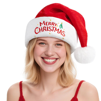 RJVW Christmas Santa Hat for Adults, Thicken Soft Velvet Comfort Classic Santa Claus Hat for New Year Party Headwear Holiday