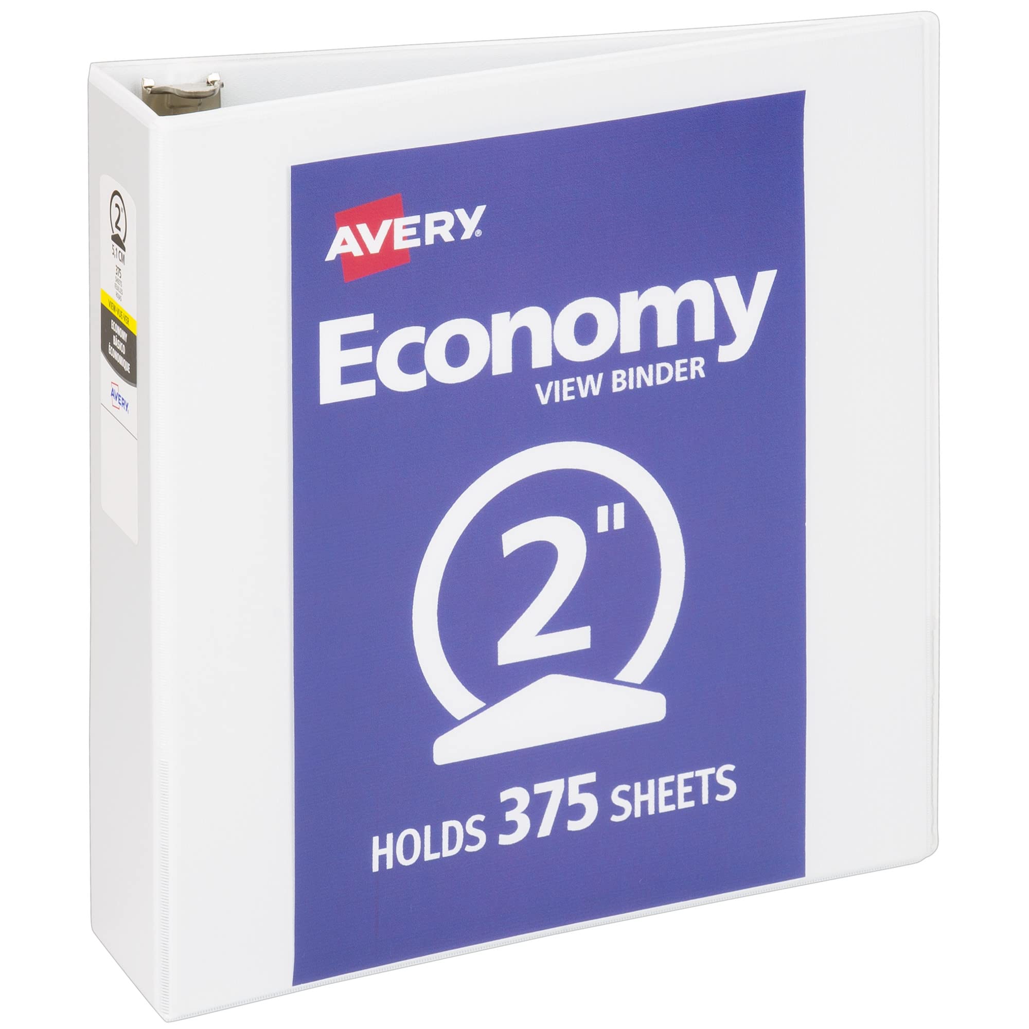 Avery Economy View 3 Ring Binder 1/2 Inch Round Rings, 1 White Binder (05706)