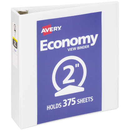 Avery Economy View 3 Ring Binder 1/2 Inch Round Rings, 1 White Binder (05706)