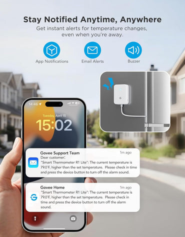 GoveeLife WiFi Refrigerator Thermometer with Alarm, Wireless Digital Freezer Temperature Gauge with App Control, 2 Years Free Data Export, for Home Kitchen Fridge Hot Tub 2 Pack