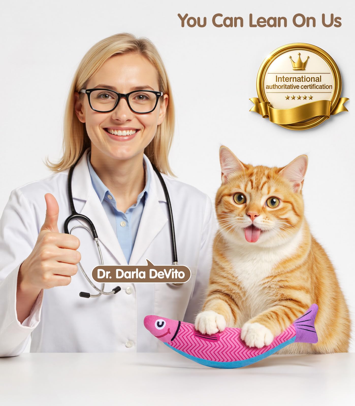 Cat Toys with[5000mg A+Natural Catnip &Silvervine] [Baby Grade] Interactive Soft Chew Kicker Cat Toys for Indoor Cats & Kittens, [Crinkle &Bell] Fish Sound Toy, Drives Bored Cat Crazy with Fun