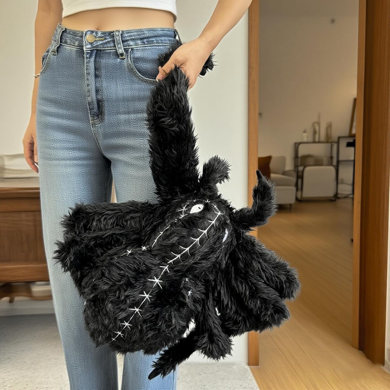 Halloween Spider Plush - 34.6 Inch Large Black Soft Spider Pillow Stuffed Animal for Halloween Decor, Party Scary Props, Prank Birthday Gifts for Kids and Adults