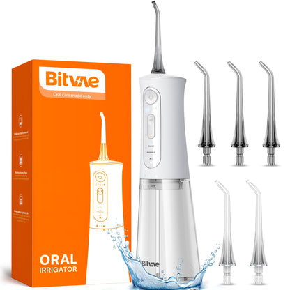 Bitvae Water Dental Flosser for Teeth, Cordless Water Teeth Cleaner Picks, 3 Modes 5 Intensities, IPX7 Waterproof, Rechargeable Water Dental Picks for Cleaning - Black