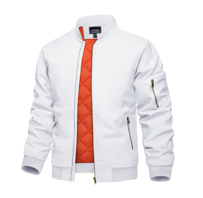 KEFITEVD Men's Jacket Casual Windproof Bomber Jackets Full Zip Windbreaker Warm Winter Padded Coats