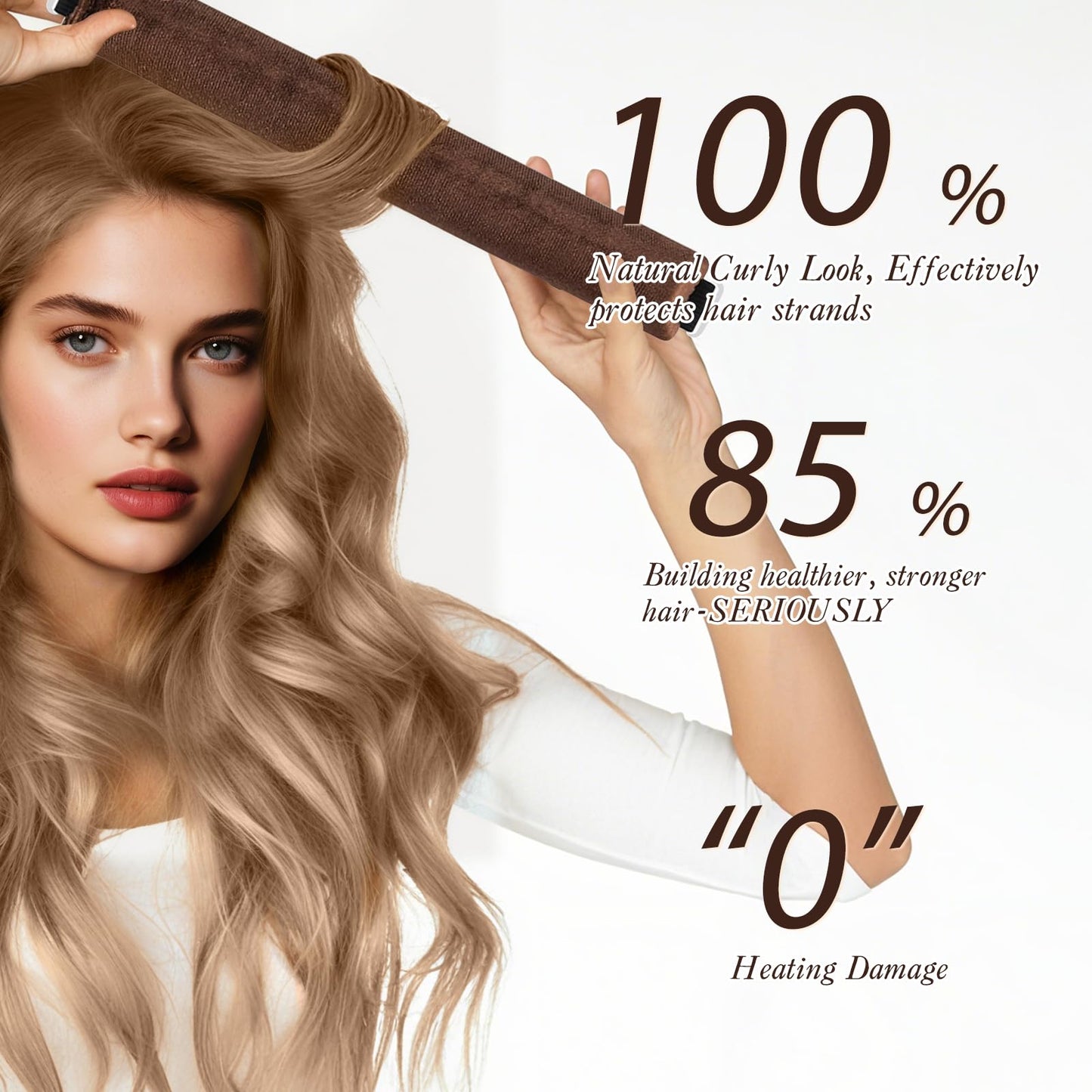 Heatless Curlers, Heatless Curls Overnight Set for Women, Soft Hair Curlers to Sleep In, Jumbo No Heat Hair Curlers Set with Headscarf and Hook for Long Hair (DarkBrown, 4 Packs)