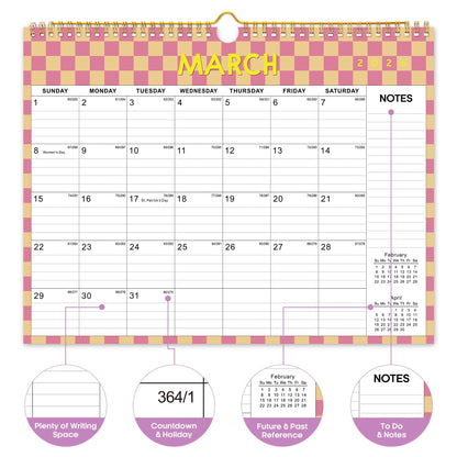 2026 Calendar, Monthly Wall Calendar from October 2025 to June 2027, 11.5" x 14.7", Spiral Binding Hanging Wall Calendar, Perfect for Home or Office,Floral