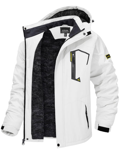 TACVASEN Men's Winter Skiing Jackets Water Resistant Fleece Coats Insulated Thermal Snowboard Jacket Parka Raincoat with Hood