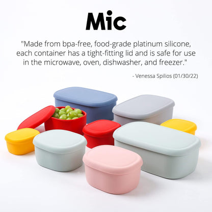 BLUE GINKGO Nesting Silicone Containers - Set of 3 Hard-Shell Silicone Food Storage Containers | BPA Free, Airtight, Dishwasher and Freezer Safe (6.7oz, 10oz, 20oz) - Yellow