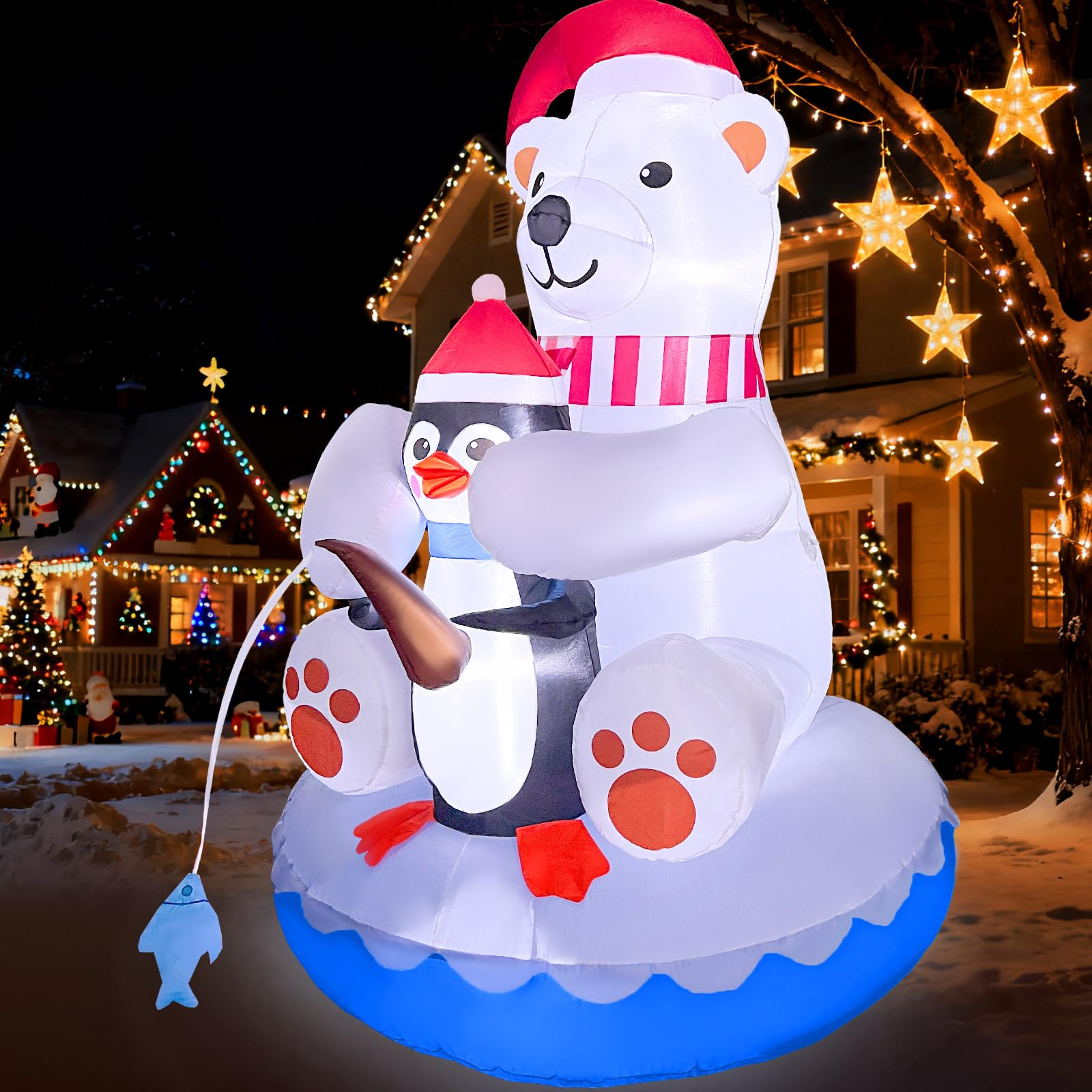 2025 Christmas Inflatable Santa 6FT Holding Sign Santa Claus Christmas Inflatables Outdoor Decorations Xmas Santa Blow Up Yard Decor with 8 Built-in LEDs for Holiday Party Yard Garden Lawn Decor