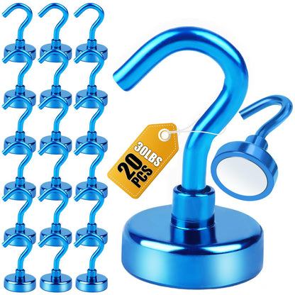 DIYMAG Magnetic Hooks, 30lbs+ Magnet Hook 2025 Cruise Cabin Ship Essentials Heavy Duty Strong Magnets Refrigerator Fridge Hanging for Classroom Beach Vacation Kitchen Grills Home 20 Pack (Silver)