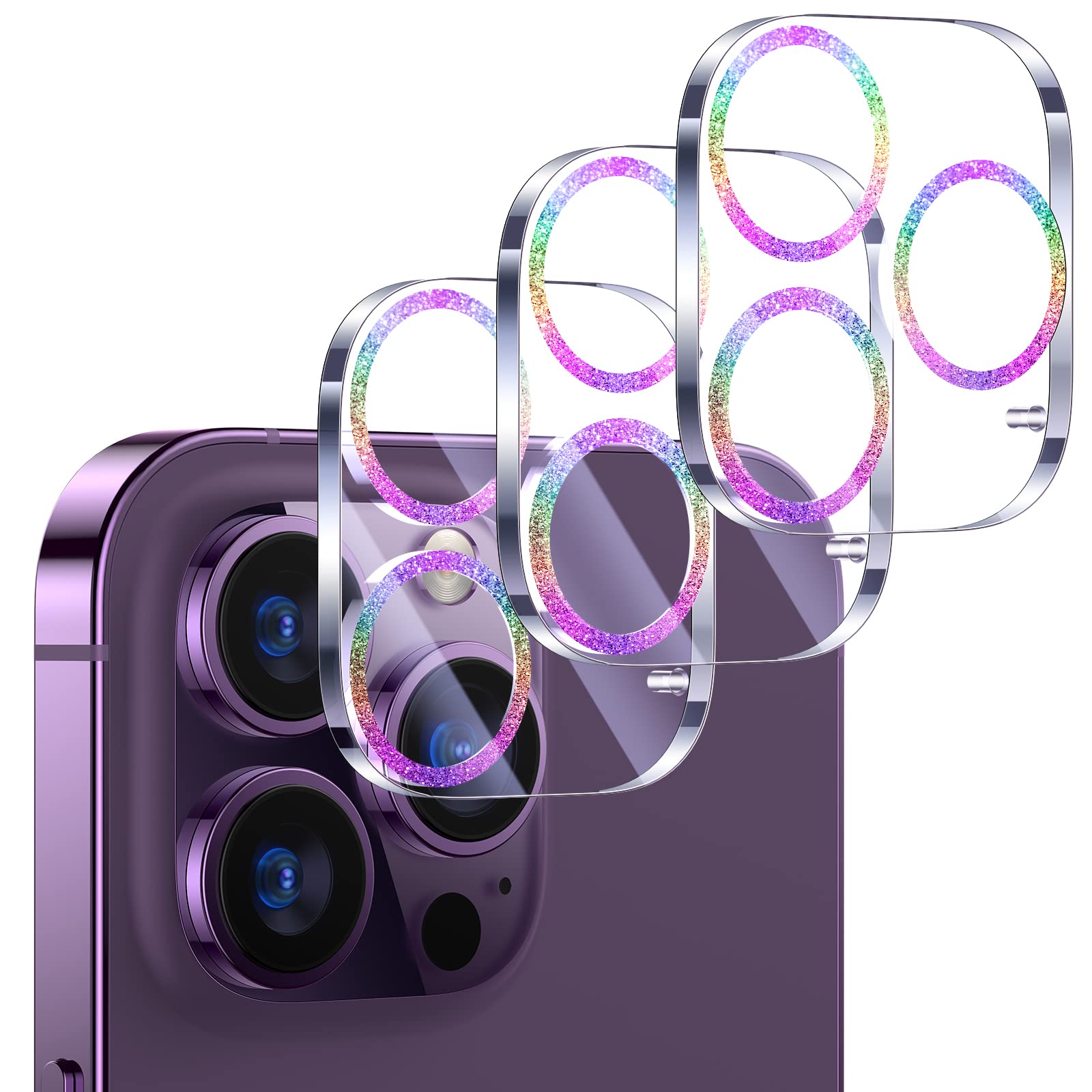 UniqueMe Compatible for 3 Pack iPhone 17 Pro Camera Lens Protector - [Drop Protection] 9H Tempered Glass Camera Cover Screen [Update New Version]【Not for 17 Pro Max】