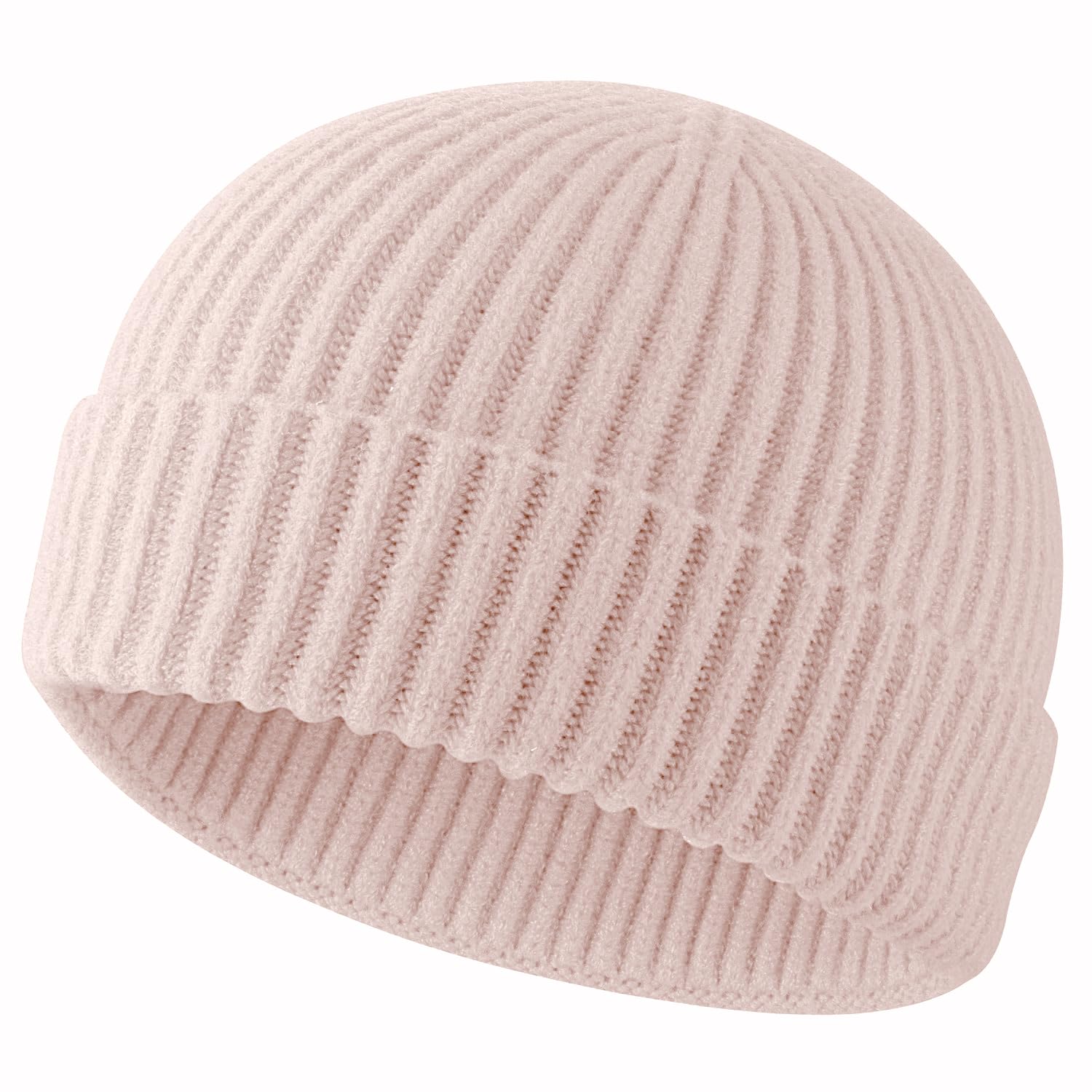 ROYBENS Swag Wool Knit Cuff Short Fisherman Beanie for Men Women, Winter Warm Hats