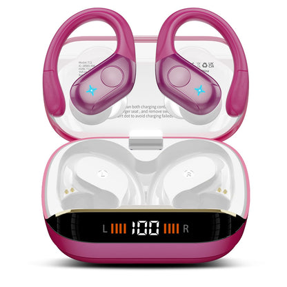Wireless Earbuds Bluetooth 5.4 Headphones 75H Stereo Deep Bass Sports Over Ear Buds with Earhooks, LED Display Bluetooth Earbuds with 4 ENC Mic, IP7 Waterproof Earphone for Running, Black