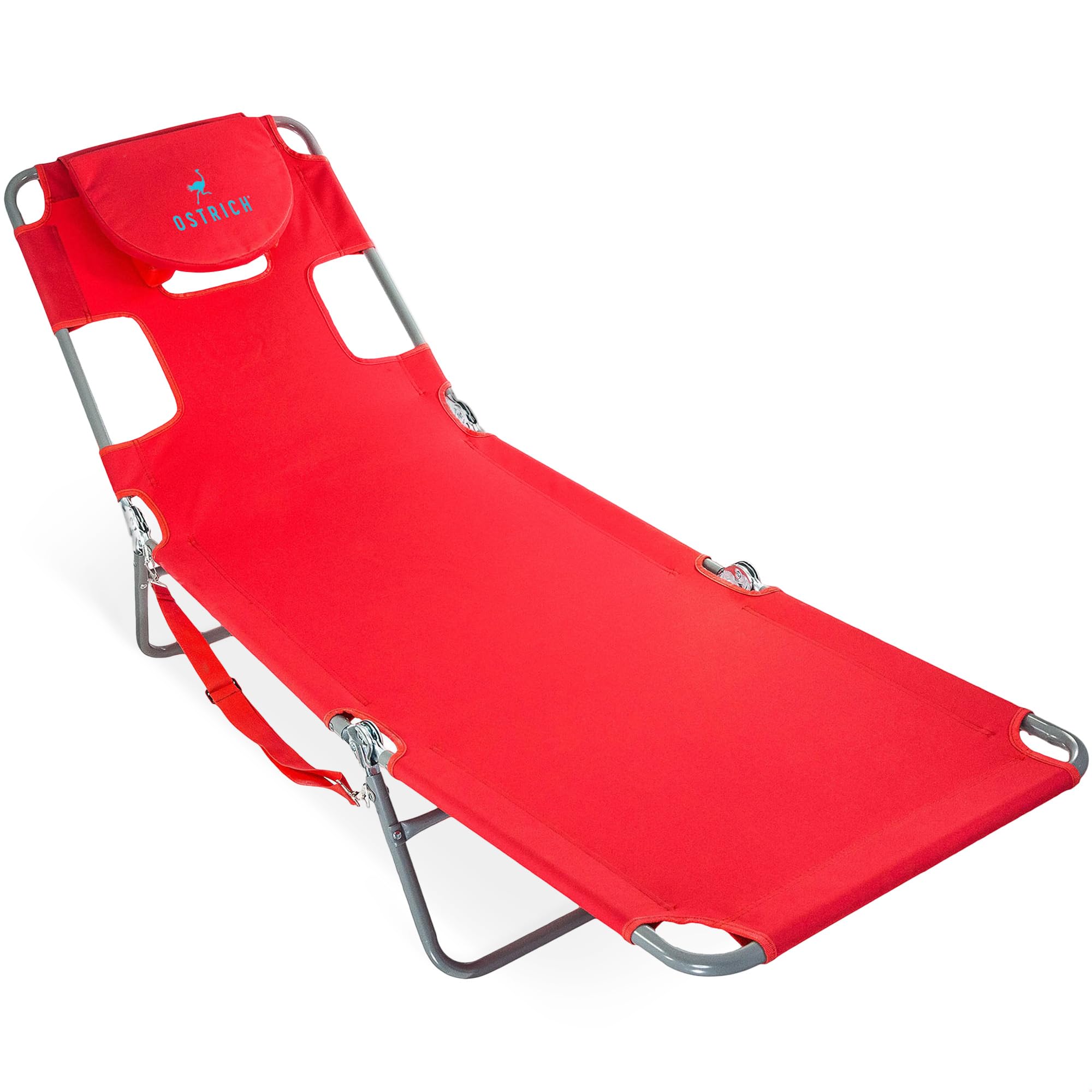 Ostrich Folding Beach Lounge Chair, Reclining Outdoor Chaise Lounger, Teal