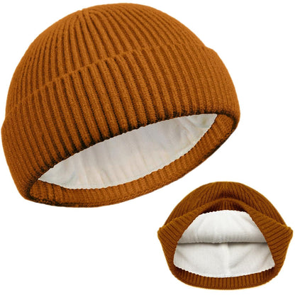ROYBENS Swag Wool Knit Cuff Short Fisherman Beanie for Men Women, Winter Warm Hats