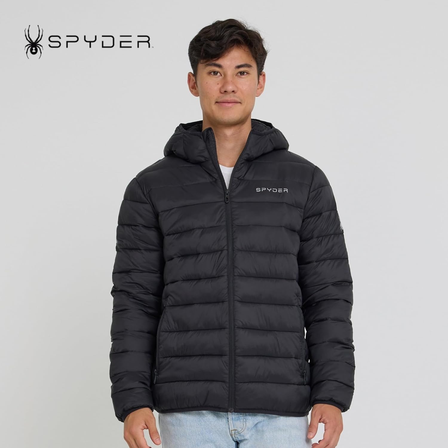 Spyder Packable Puffer Jacket Men with Hood, Lightweight Winter Jackets for Men