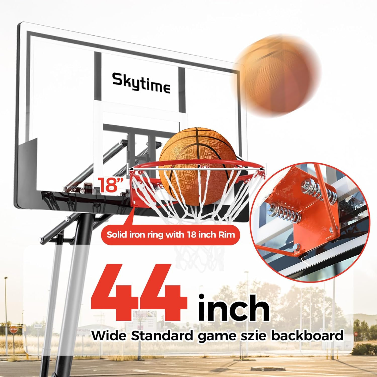 Skytime Basketball Hoop Outdoor,Adjustable Portable Basketbal Goal System with 5.3-10ft Height Stepless Regulation