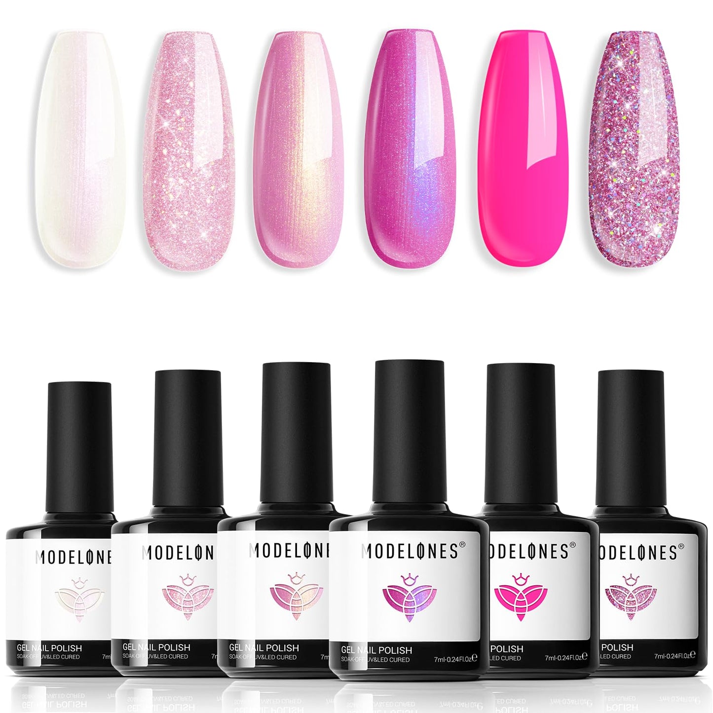 modelones Christmas Gel Nail Polish Set, 6 Colors Cat Eye Red Green Glitter Gold Silver Winter Gel Polish Kit with Magnet Nail Stickers Soak Off Led Nail Art Manicure Salon DIY New Year Holiday Gifts