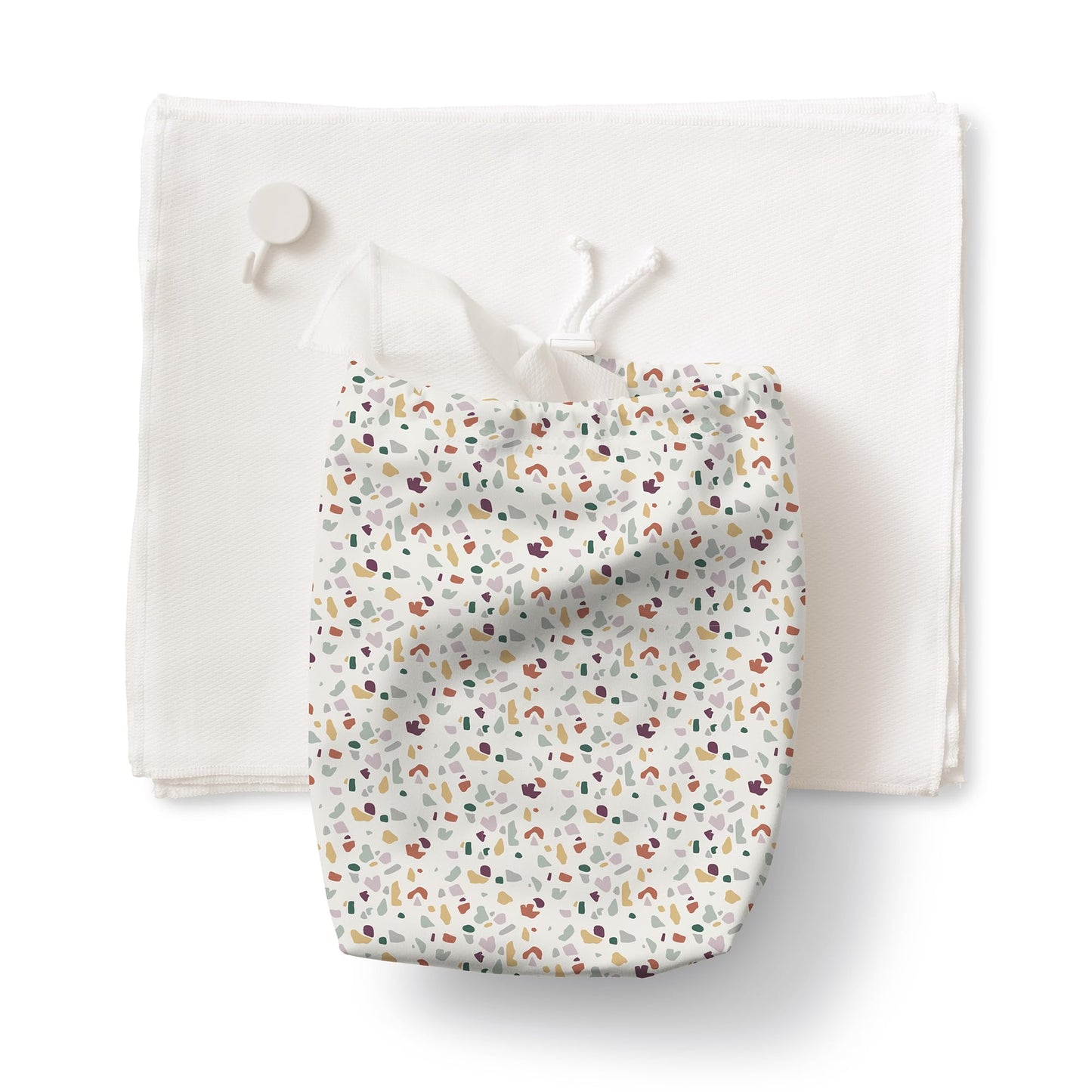 Esembly Paperless Towel Roll - Reusable Kitchen Towels 12-Pack Washable Cotton with Laundry Bag & Hook - Zero-Waste, Absorbent, Washable - Botany