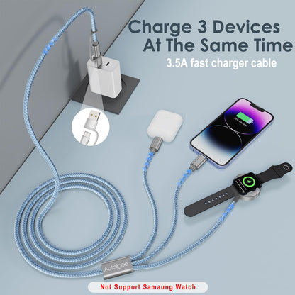 Travel Essentials for Apple Watch Charger,3 in 2 USB C Cable PD20W Block for Multi Charging Cable Cord,Vacation Camping RV Essentials Portable Designed for iWatch &iPhone 17-11 -4.1FT