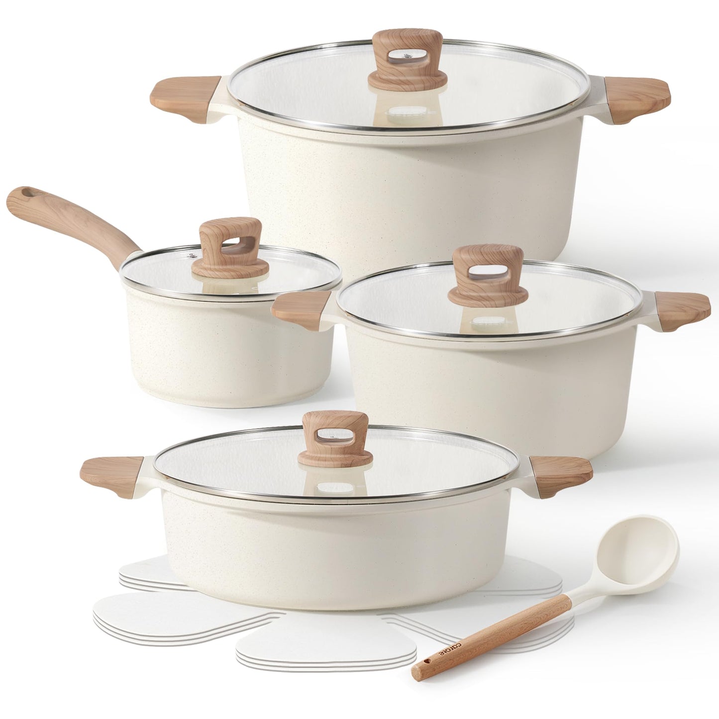 CAROTE 14 Pcs Pots and Pans Set Nonstick,Cookware Set Kitchen Cooking Set with Utensil and Pan Protectors