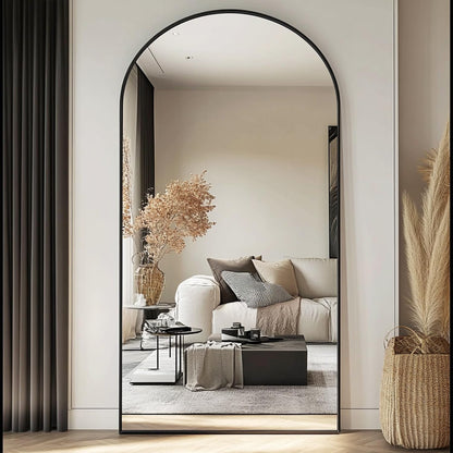 TinyTimes 64''x21'' Arched Full Length Mirror with Stand, Full Body Mirror, Mirrors Full Length Floor Freestanding, Wall Mounted Mirrors for Bedroom Living Room Cloakroom (Gold)