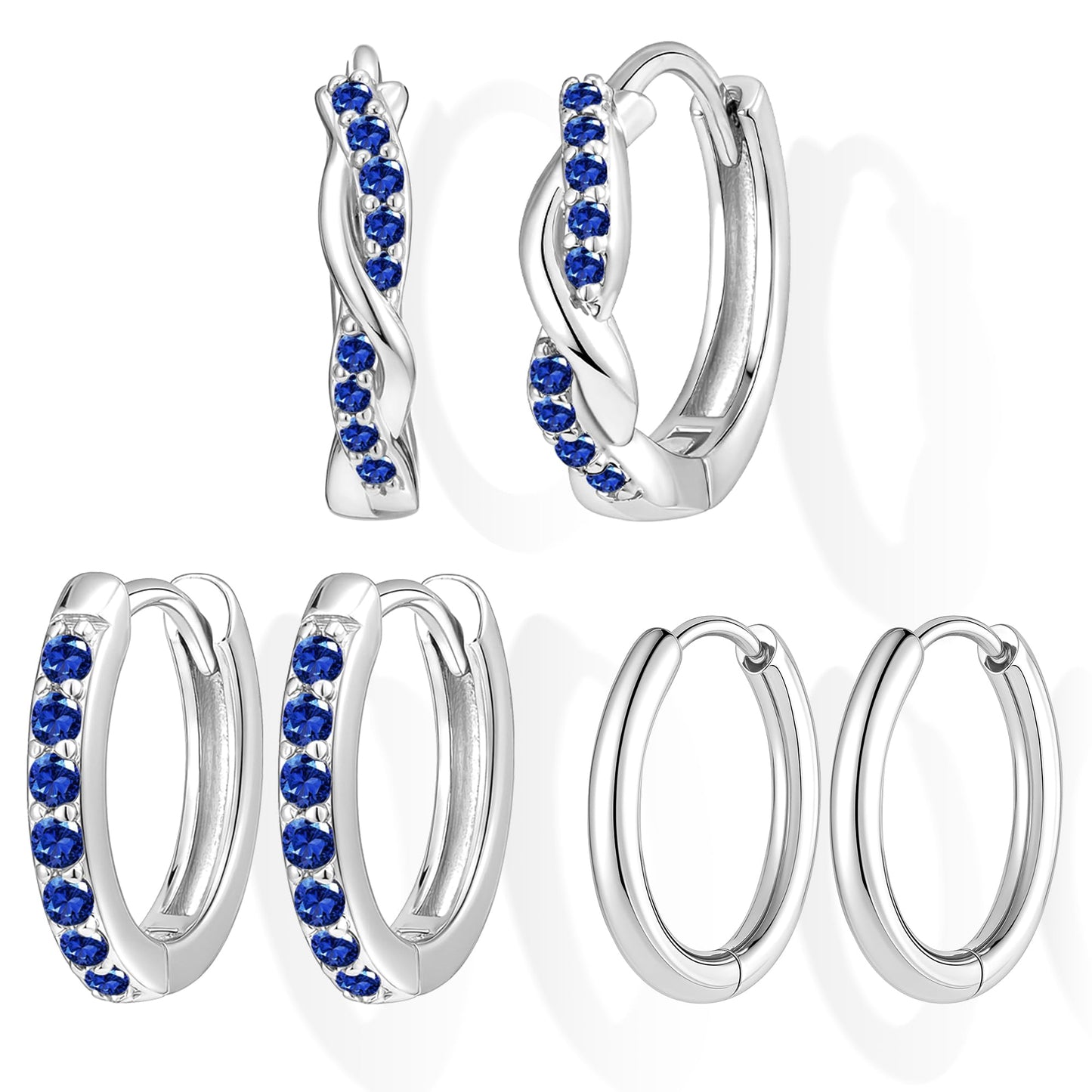 Inerney Gold Huggie Hoop Earrings Set for Women, Dainty Small Sterling Silver Earring Stacks Hypoallergenic Jewelry for Multiple Piercings, Trendy Twisted Cute Cartilage Hoops Birthstone Gift 3 Pairs
