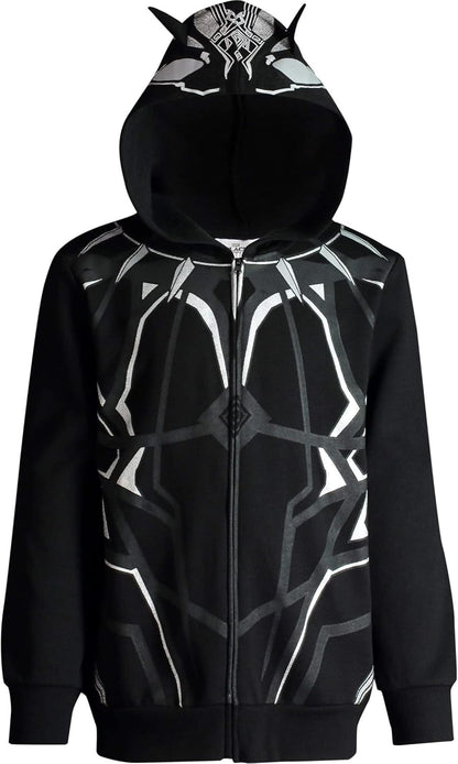 Marvel Avengers Black Panther Cosplay Fleece Zip Up Pullover Hoodie Toddler to Little Kid