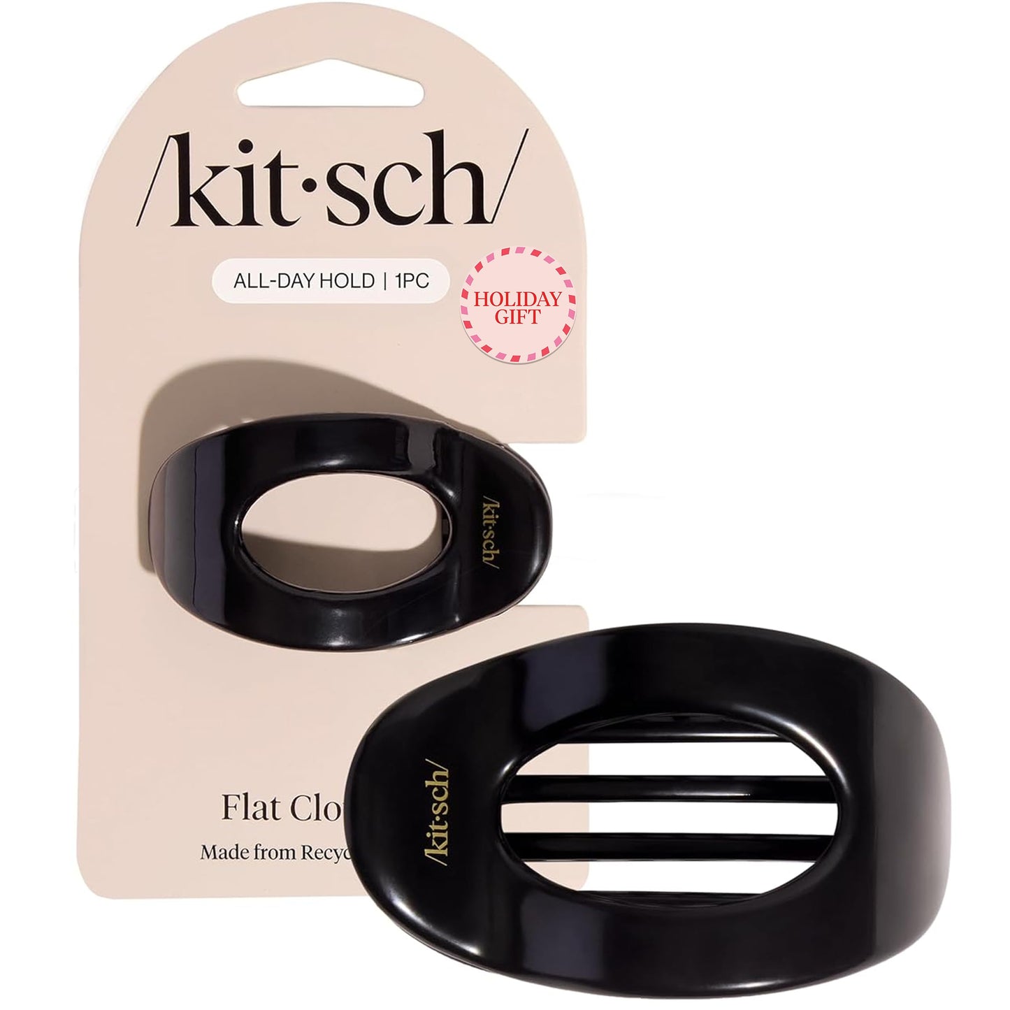 Kitsch Medium Flat Claw Clips for Women - Stylish Flat Hair Clips, Strong Hold for Thick & Fine Hair | Non-Slip for Secure, Comfortable All-Day Wear | Ideal Gifts for Women - Tortoise Design