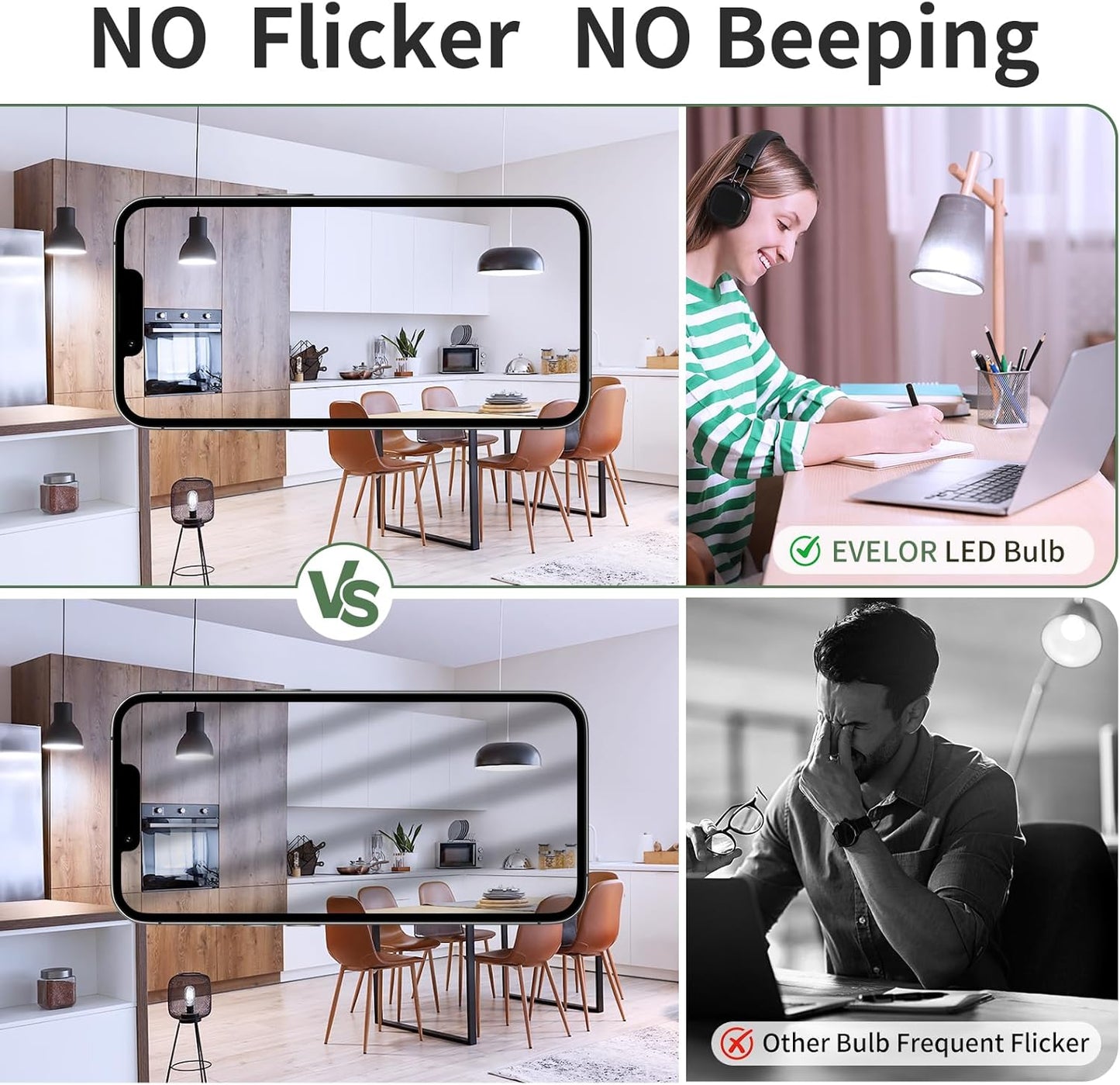 6-Pack A19 LED Light Bulbs,60 Watt Equivalent Daylight 5000K with E26 Base,Efficient 9W,800 Lumens Non-Dimmable LED Bulbs,15000 Hours, Ideal for Bedroom Living Room