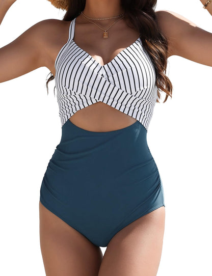 Buauty Women's One Piece Swimsuit Tummy Control Bathing Suits Sexy Cutout Swimwear Full Coverage Swim Suits for Women 2025