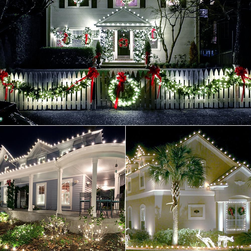 Brizled C9 Christmas Lights Cool White 16FT 25 LED 120V UL Certified Faceted Outdoor Christmas String Lights Connectable Xmas Tree Light for Tree, Holiday, House, Roof Decor