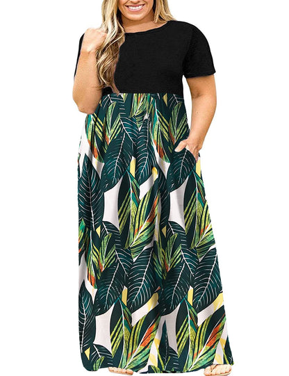 Halife Plus Size Dresses for Curvy Women Summer Casual Beach Long Maxi Dress with Pockets
